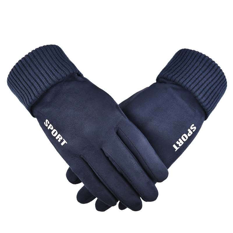 Autumn and Winter Men and Women's Suede Gloves for Warmth and Velvet Cold Proof and Thickened Cycling Motorcycle Touch Screen Gloves