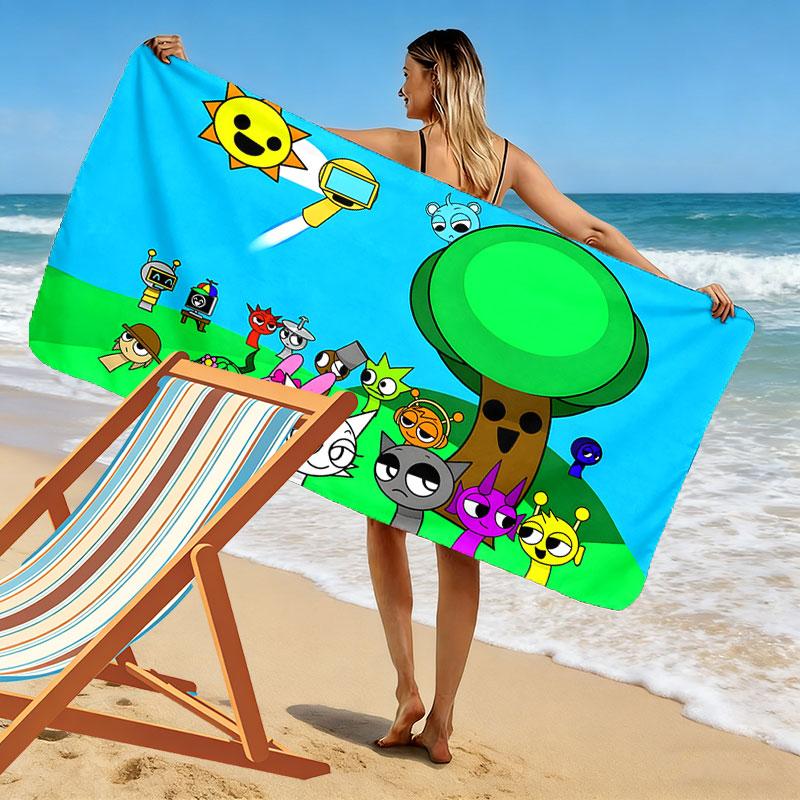 Sprunki Incredibox Print Beach Towel, Large Soft Quick Dry Towel for Beach Camping Swimming