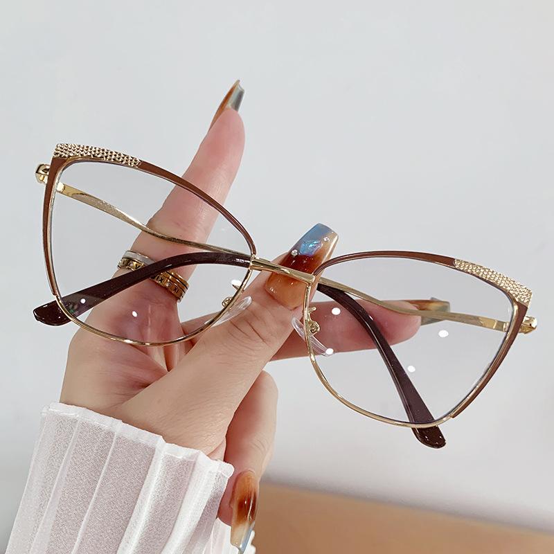 

Personalized anti blue light glasses for women trendy metal cat eye frames fashionable computer goggles