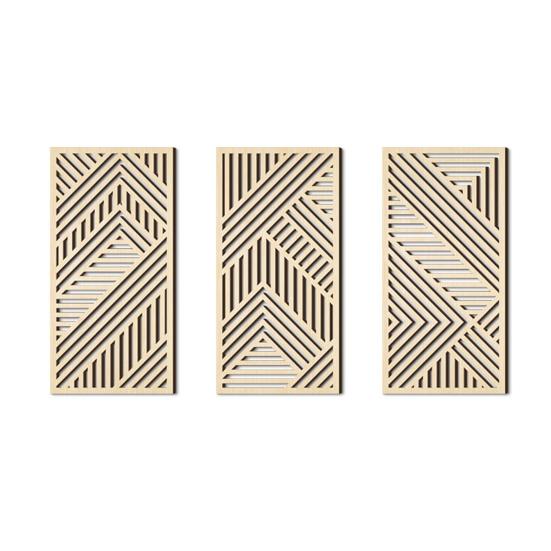 3 Pcs Boho Wood Wall Art Decor Minimalist Plants Geometric Hollow-out Hanging Ornament Abstract Wall Sculptures for Home Living Room Bedroom Kitchen