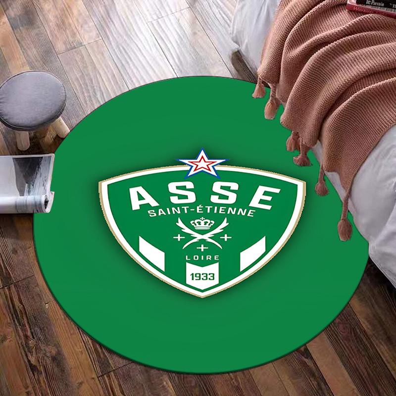 Asse Saint-etienne Crest Round Rug for Livingroom,Bedroom, Palyroom, Chair Rug, Area Rug, Circle Carpet, Fan Christmas Gift