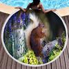 Cute Squirrel Round Beach Towel with Tassels Microfiber Beach Blanket Absorbent Sandproof Circle Bath Towel Meditation Yoga Mat