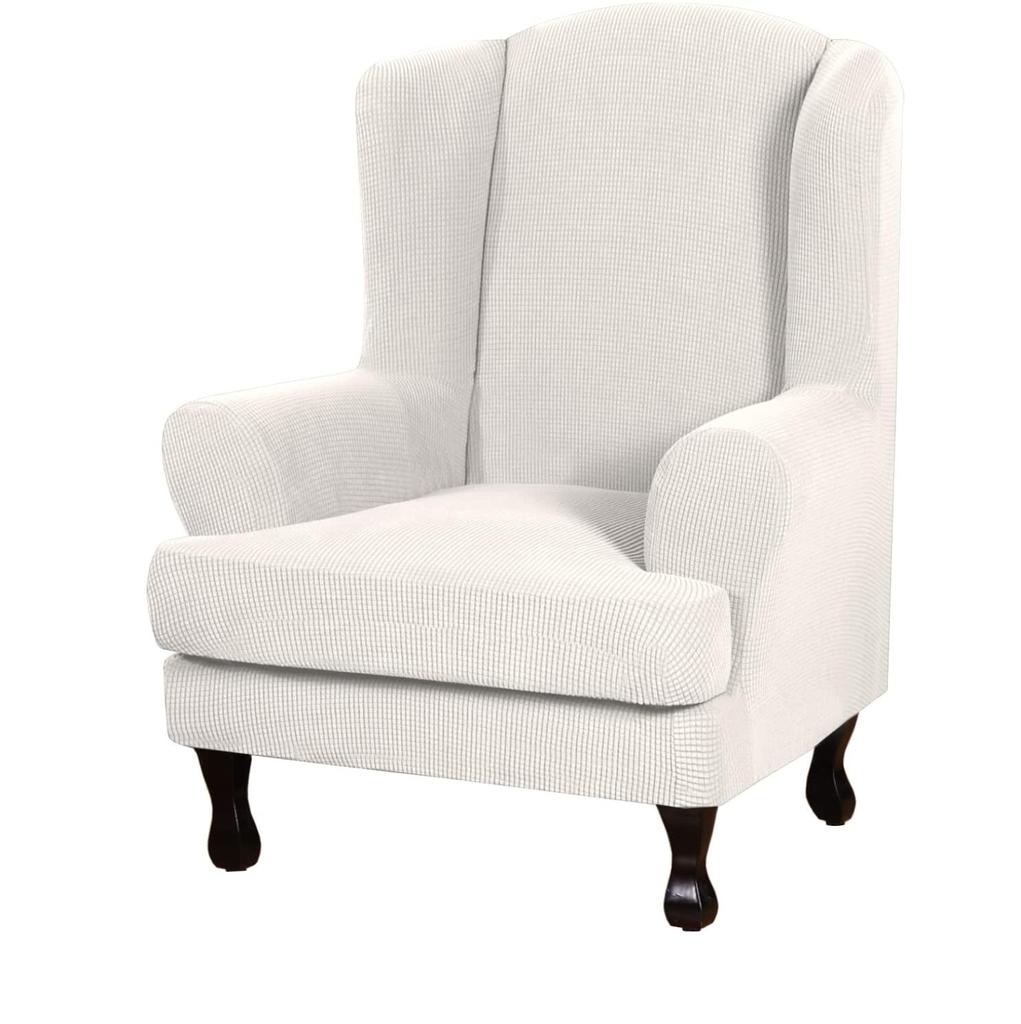 Wingback Chair Covers 2 Piece Wing Chair Slipcover Stretch Slipcover for Wingback Chairs Wing Chair Cover with Elastic Bottom Non-Slip Furniture Cover
