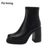 NEW Brand Women Autumn Winter Sexy High Top Heels Platform Black Brown Side Zip Woman Ankle Size 33 41