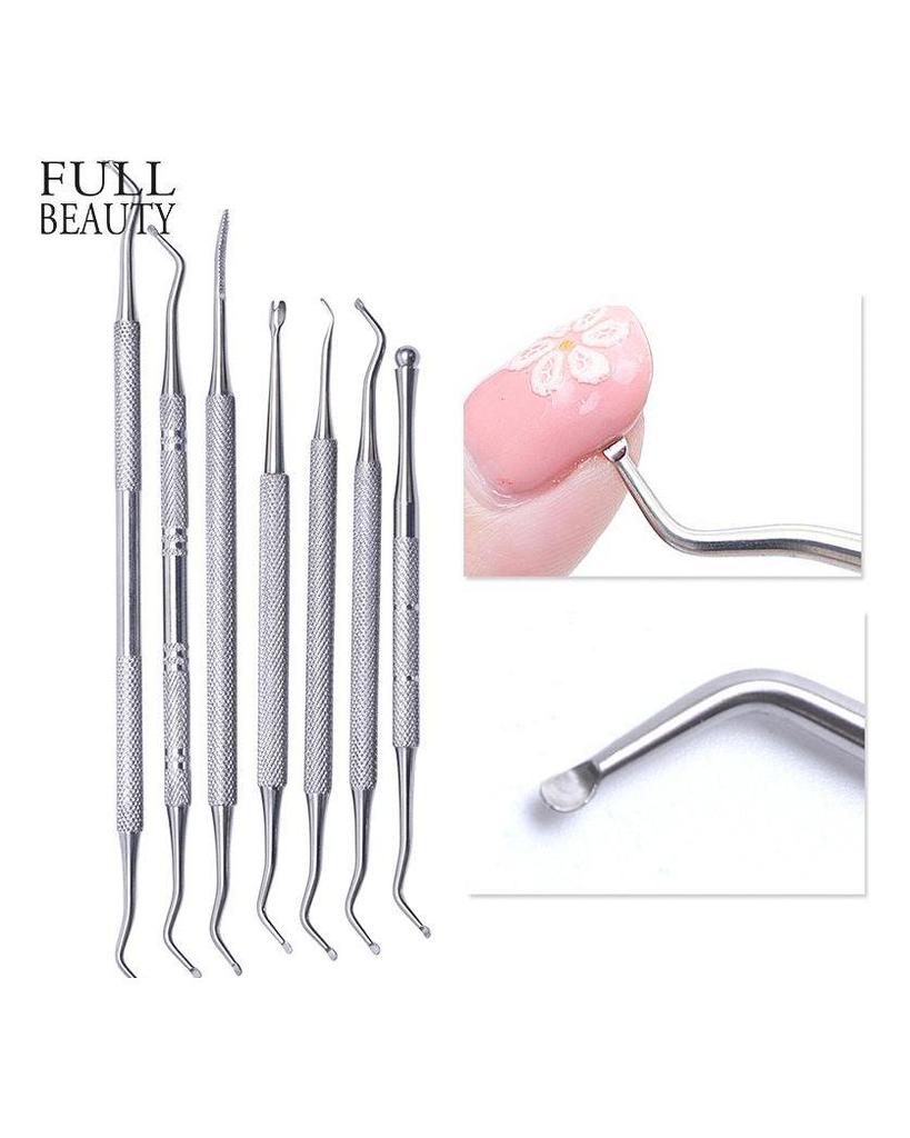 Correcteur de doigt d'orteil à rainure argentée, poussoir à cuticules, dissolvant en acier inoxydable, outils de manucure pour ongles