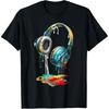 Colorful Headphones Music Lover Musican DJs T Shirts Cotton Humor Streetwear Tee Shirt Short Sleeve Loose Clothing Unisex