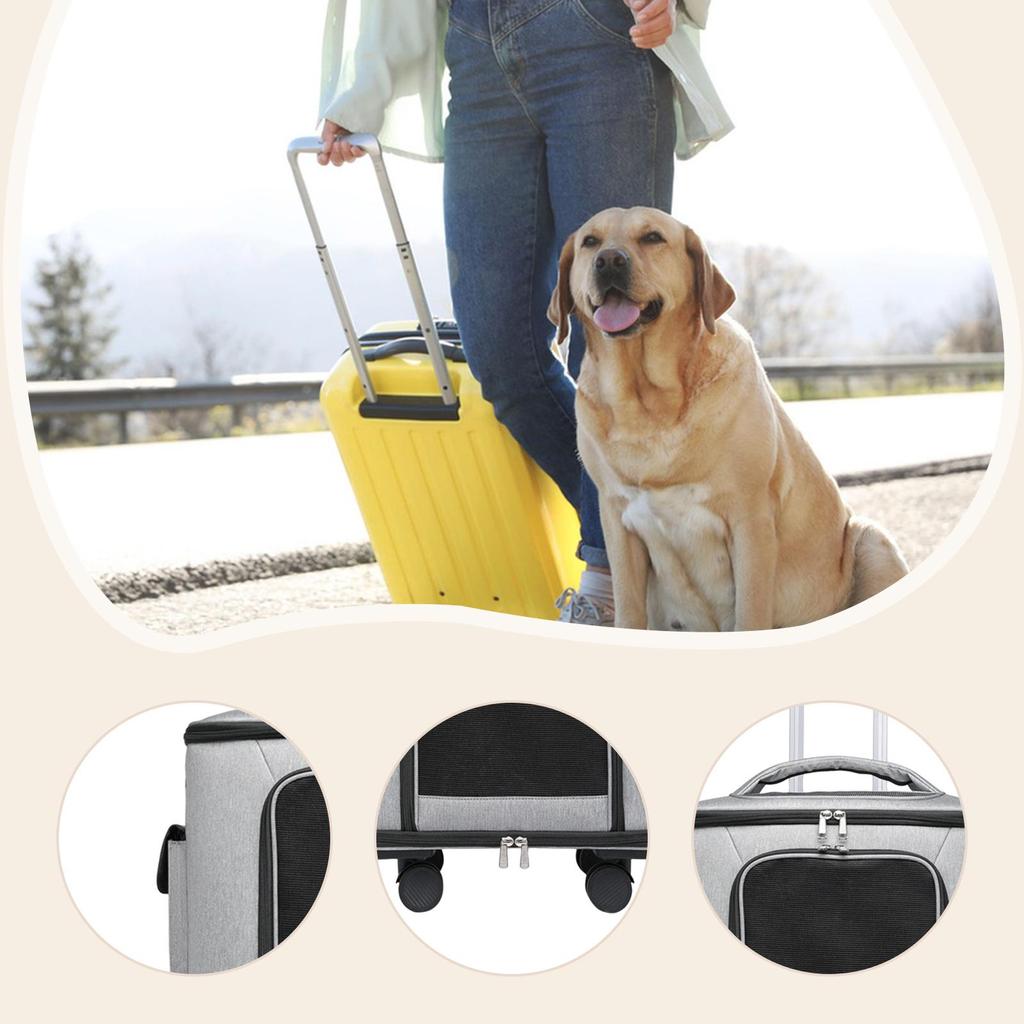 Rolling Cat Carrier Pet Rolling Carrier Retractable Handle Breathable Carrying Bag Trolley Case Handbag for Small Dogs,