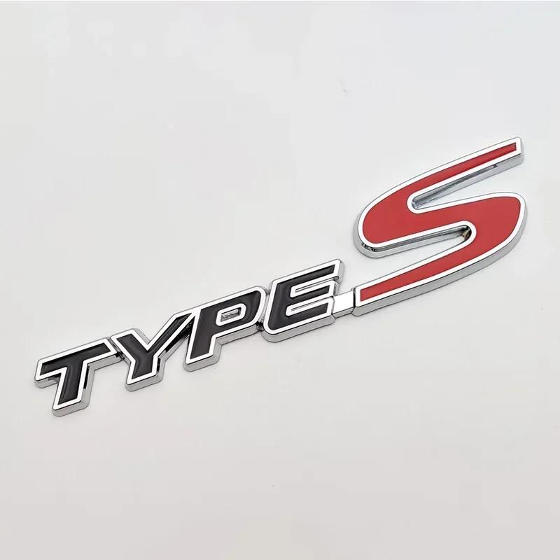 3D Metal Type-S Type-R Car Rear Trunk Emblem Badge Sticker R Car Styling Accessories