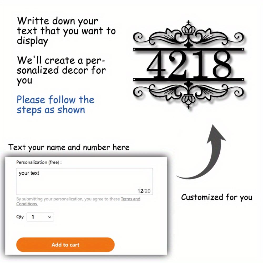 Custom Retro Metal Address Number Sign, Elegant Home Plaque, Timeless House Decor, Personalized Residence Door Marker