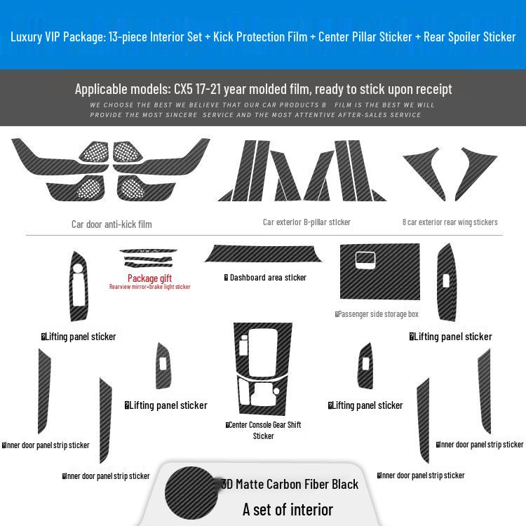 Mazda CX5/CX30 (17-21) Interior Carbon Fiber Sticker - Damage-Free Replacement