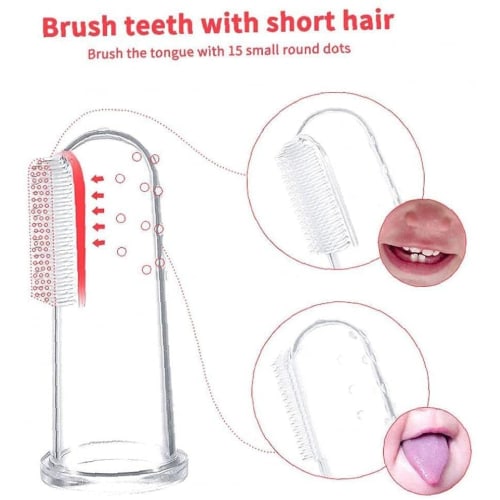 PULABO Baby Training Toothbrush, Baby Finger Toothbrush with Silicone Gum Scouring Massager and White Box, Transparent Oral Care Tool, Long-Lasting