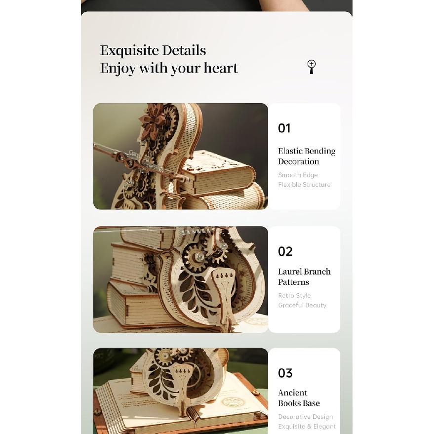 ROBOTIME AMK63 Magisches Cello für Erwachsene 3D-Puzzle - 3D-Holzpuzzle für Erwachsene - Holz-Spieluhr-Puzzle zum Bauen - Einzigartiges Musikgeschenk Hobby-Bausätze