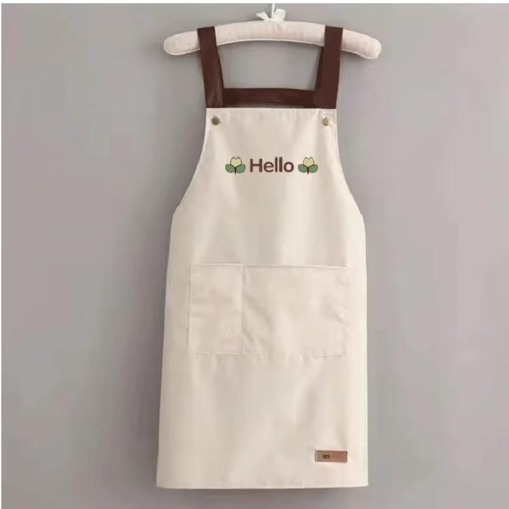 Oil-proof Kitchen Aprons Large Pocket Cooking Aprons New Working Clothes