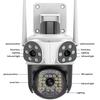 15MP 8K WiFi IP Three Lens Outdoor PTZ Camera 4X Zoom AI Tracking Surveillance Cameras Smart Security Protection CCTV Cam