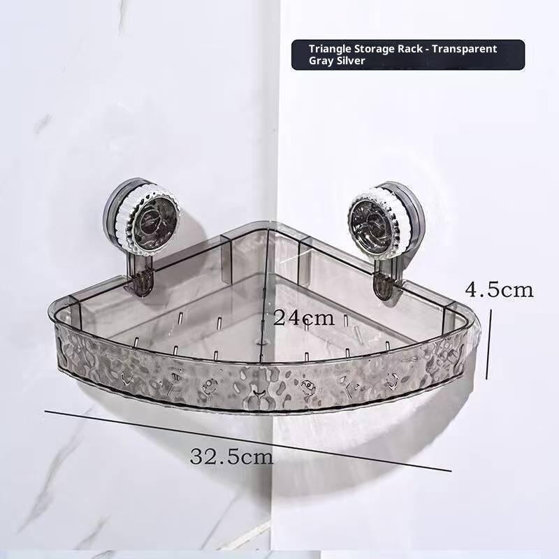 1/2Pcs Plastic Suction Cups Shower Shelves Punch-Free Rectangular/Triangular Shower Storage Rack Removable Draining
