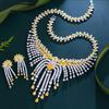 Heavy Industry Super Flash High-End Luxury Tassel Zircon Jewelry Set Dinner Dress Bridal Accessories Necklace Earrings Set Chain
