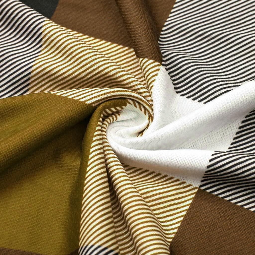 Maglietta a maniche lunghe da donna, casual, con scollo a V, a quadri, aderente, lunga