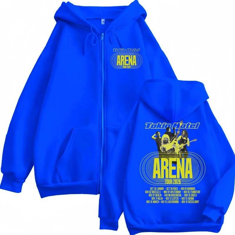 Tokio Hotel Arena Tour 2026 Zipper Hoodies Men Women Fashion Rock Zip Up Pullovers High Quality Fleece Long Sleeve Sweatshirts