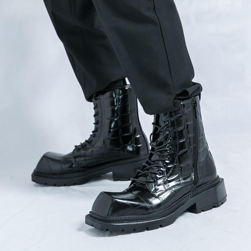 Fashion Thick soled men's high boots Retro British style Leisure outdoor street walking Daily office or business Autumn and winter Shoes