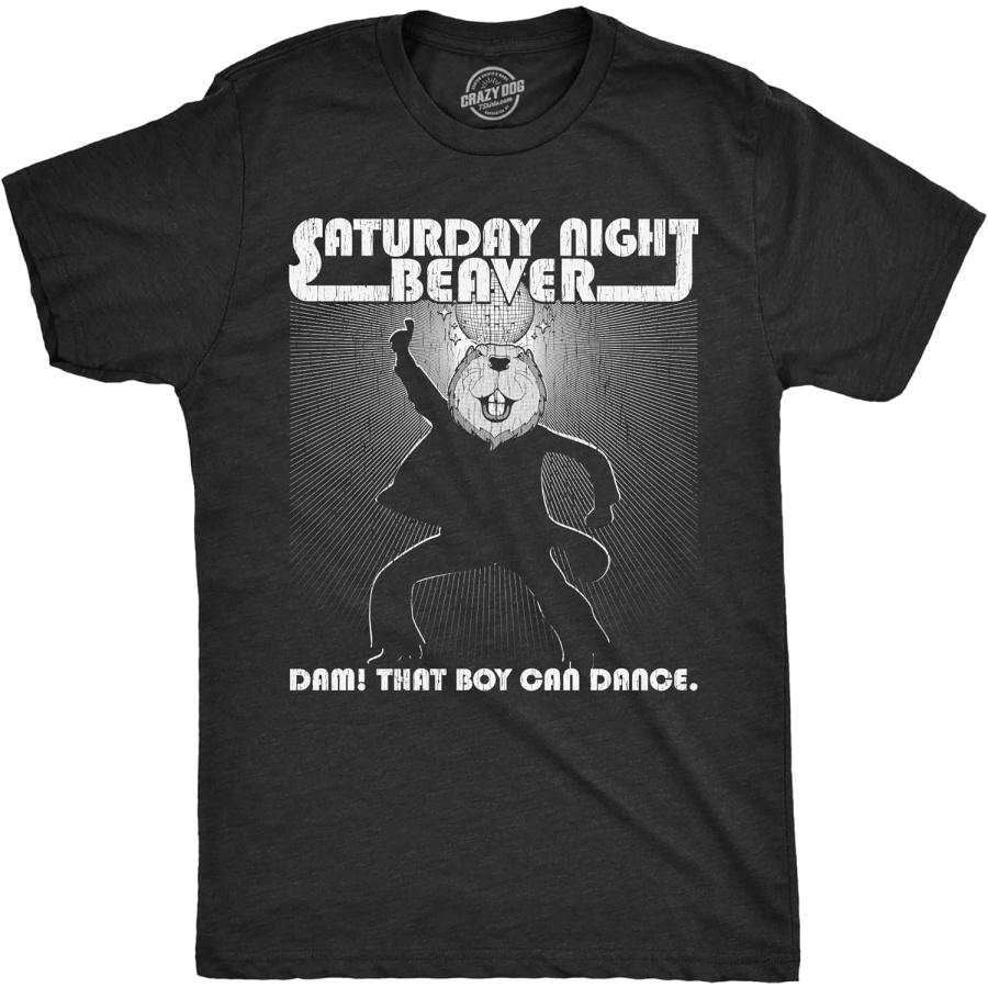 Crazy Dog Tshirts Mens Saturday Night Beaver T Shirt Funny Dancing Disco Joke Tee for Guys XXXXXL разноцветный
