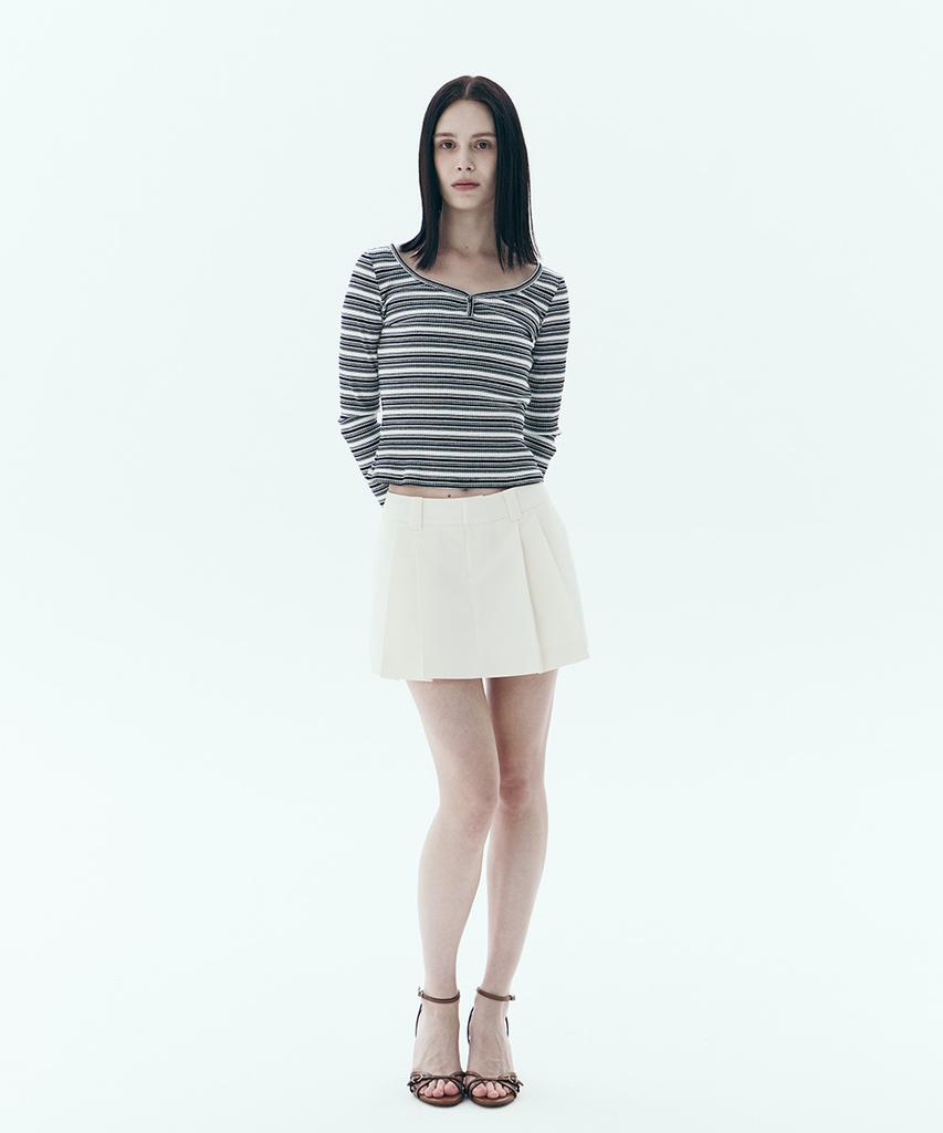 Neo Mini Low Pleated Skirt Ivory