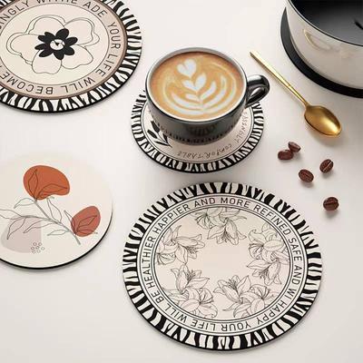 Retro Diatomite Coaster Heat-Resistant Placemat Quick-Dry Absorbent Mat for Cups Mugs Bowls Non-Slip Reusable Elegant Kitchen Table Decor