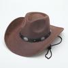 Western Cowboy Hat Jazz Hat Panama Hat Sun Hat Felt Wide Brim Fedora Decorative Rolled Hat