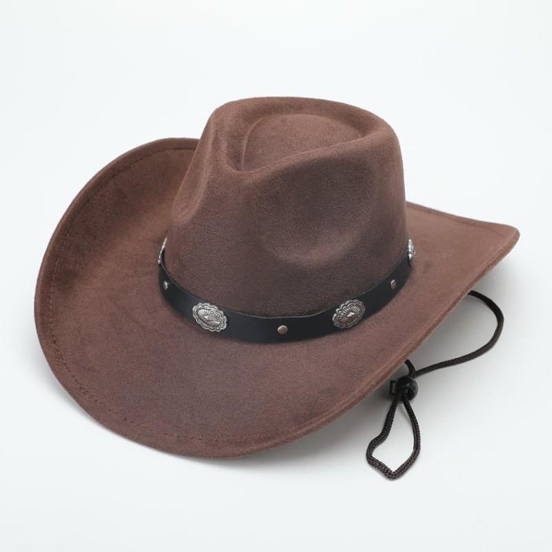 Western Cowboy Hat Jazz Hat Panama Hat Sun Hat Felt Wide Brim Fedora Decorative Rolled Hat
