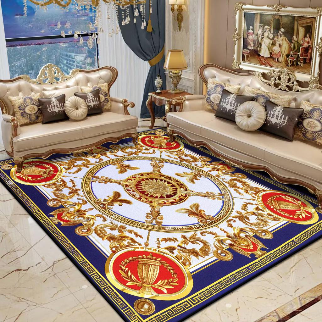 European Style Non-slip CARPET FOR LIVE ROOM Light Luxury Gold Large Rug Washable room decor European Tatami Mat Floor Mats