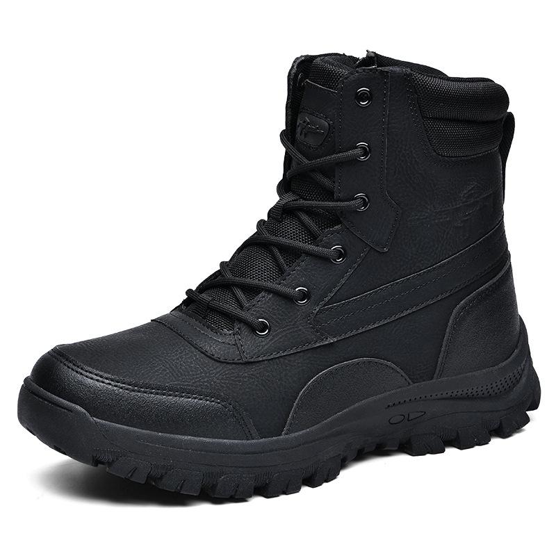 Men's Plus Size Waterproof Combat & Hiking Boots - Wear-Resistant Outdoor High-Tops, Military Desert Off-Road Boots