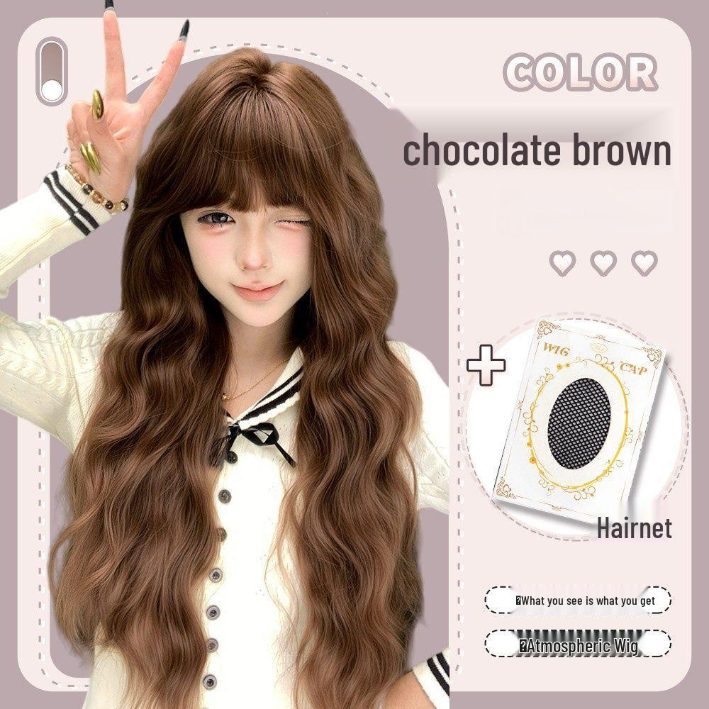 Women s Lolita Cute Wool Long Curly Wig - Chocolate Brown for Everyday Natural Look