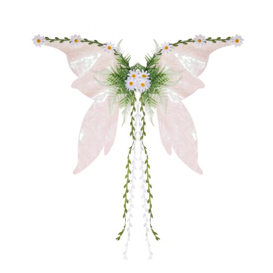 Yousheng Elf Wings Performance Props with Hanging Tassels 3D Plant Decorations Forest Fairy Costume Accessories