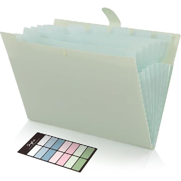 SKYDUE Expanding File Organizer with 8 Pockets, Accordion File Folders with Labels, Portable Document Paper Bill Receipt Organizer, Home College
