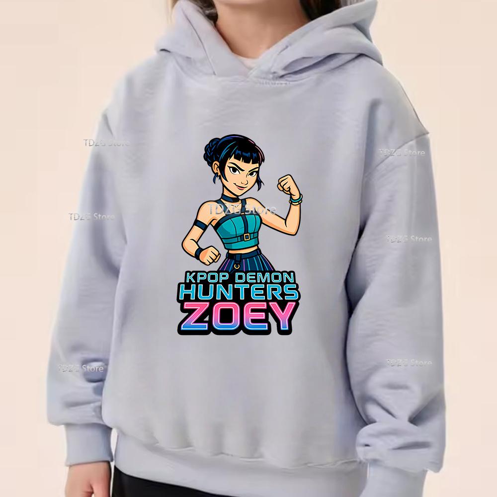 Autumn Single Girl Group KPop Demon Hunter Print Fashionable and Simple Sports Boy Girl Pullover Hoodie Children Clothing