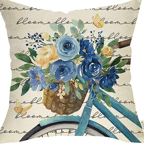 Plant and Flower Hydrangea Printed Linen Pillowcase Home Sofa Living Room Bedroom Pillowcase