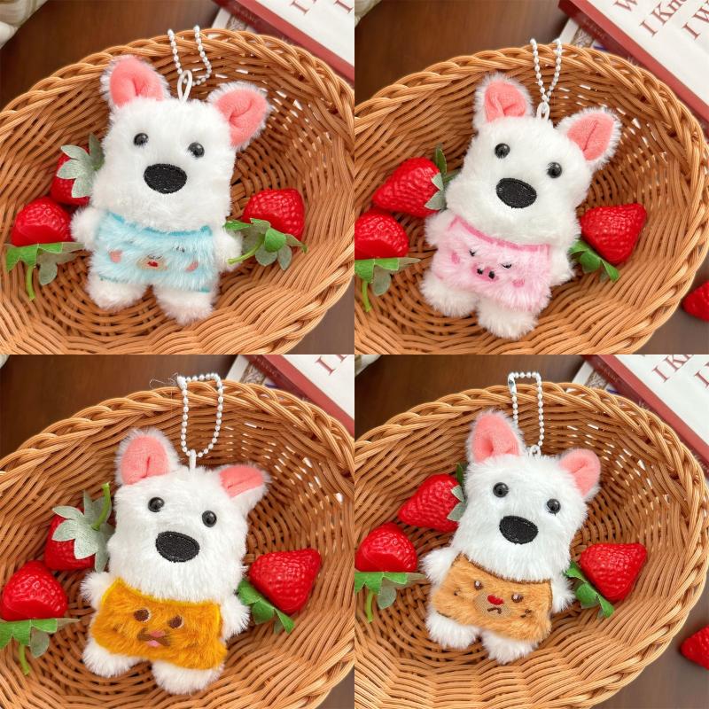 Cute Cartoon Plush Squeak Puppy Keychain Bag Pendant Charms Kawaii Animal Doll Pendant Accessories For Women Kids Gifts