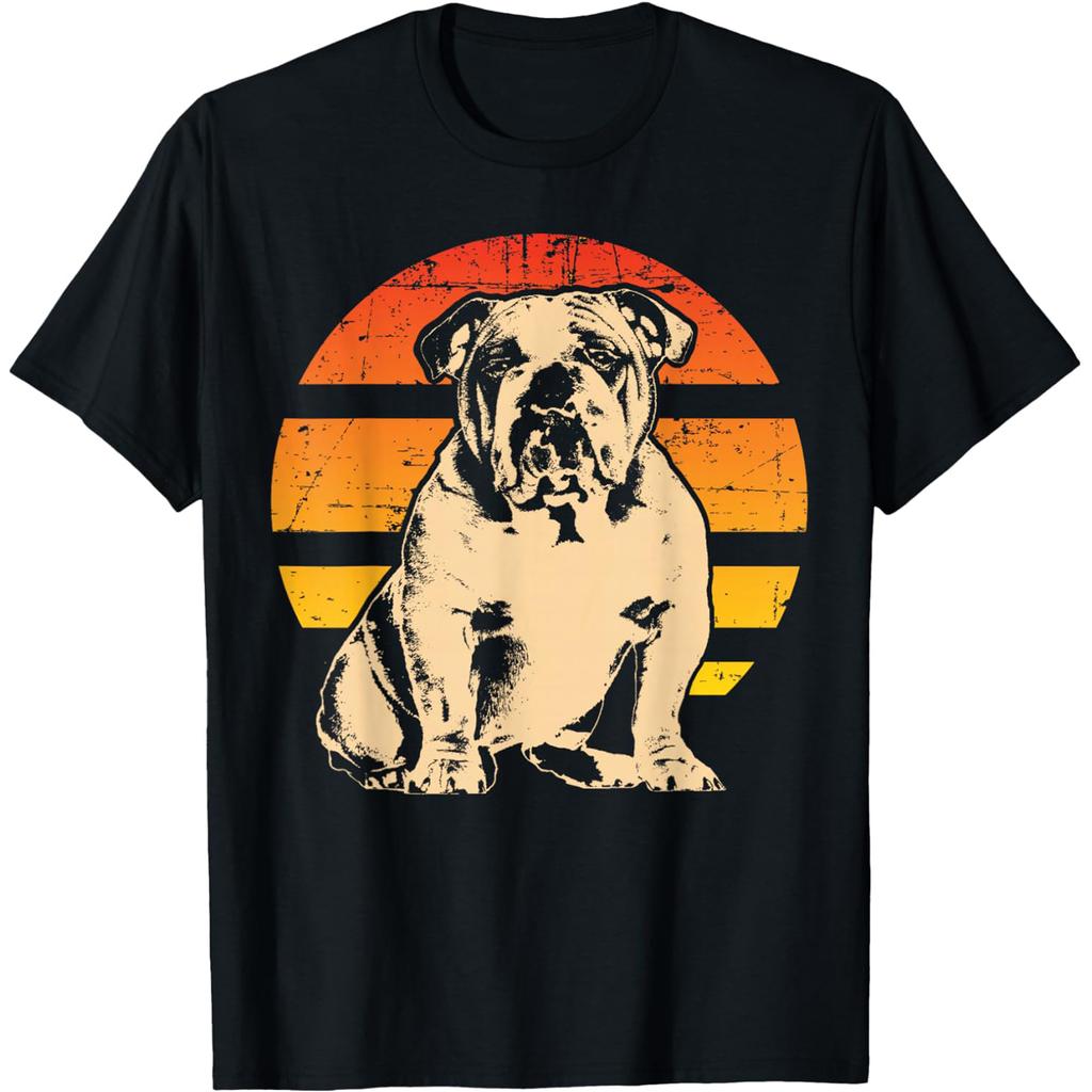 English Bulldog Moon Howling T Shirts Men Women Pure Cotton Humor Streetwear Tee Shirt Short Sleeve Unisex Loose Clothing