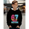 Felpa con Cappuccio 67 Meme per Bambini Divertente Stampa Digitale Felpa Autunnale Top Larghi Comodi Streetwear Moda Y2k Abbigliamento per Bambini