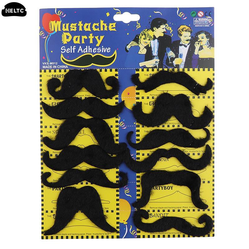 12pcs Funny Costume Mustache Pirate Party Halloween Cosplay Fake Mustach Beard Whisker Kid Adult Novelty Party Supplies