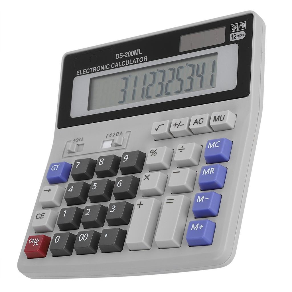 Solar Powered Calculator LCD Screen Basic Office Standard Function Calculator 12 Digit