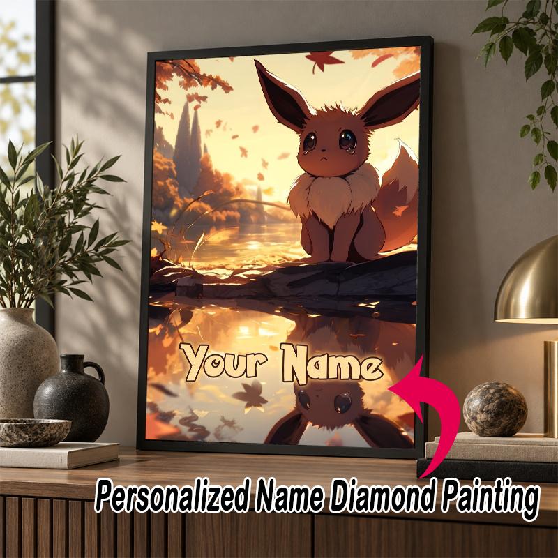 Personalized Eevee Diamond Art Custom Name 5D Diamond Painting Full Drill DIY Craft