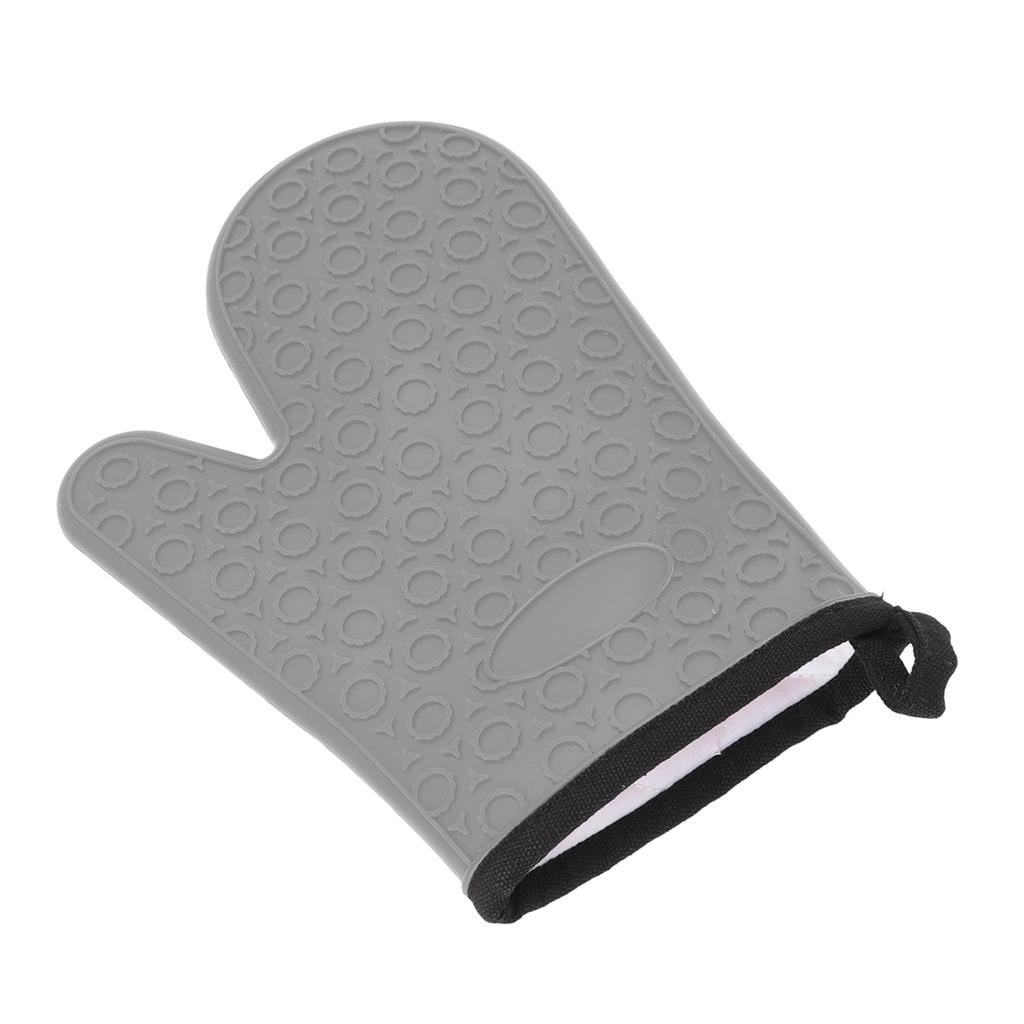 Silikon-Ofenhandschuh Hochtemperaturbeständig Wasserdicht Rutschfest Küchenbackhandschuh mit Baumwollfutter Grau