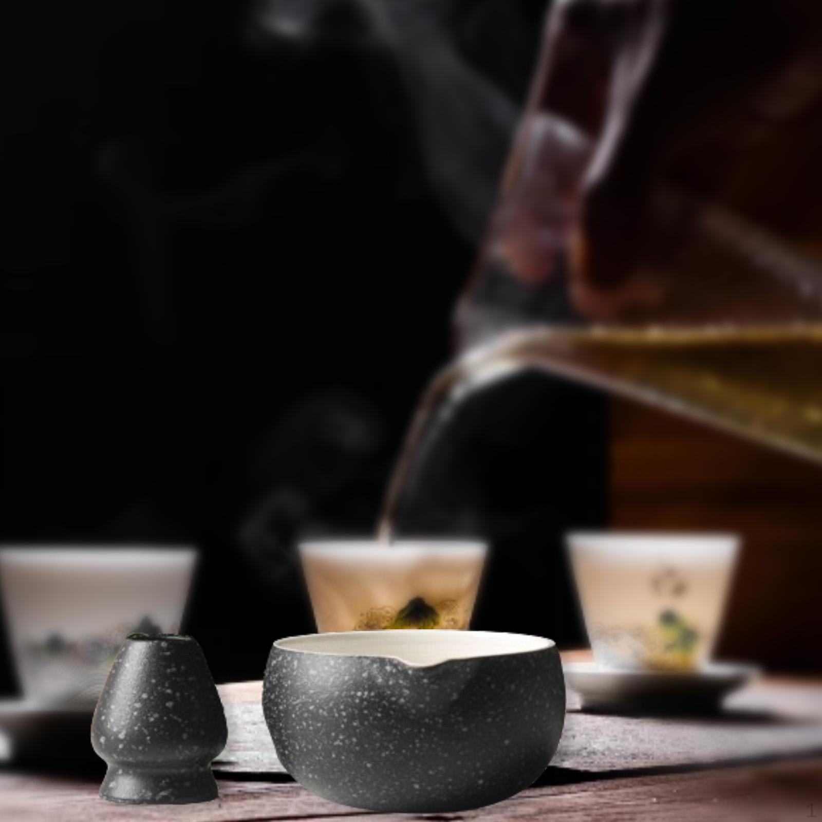 

Керамическая чаша для чая матча, венчик для чая и держатель с носиком для кухни black