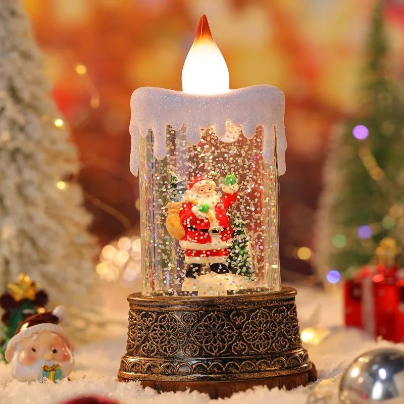 Christmas Luminous Candle Lights Creative Flowing Water Lights Desktop Ornaments Christmas Children's Gift Decorations