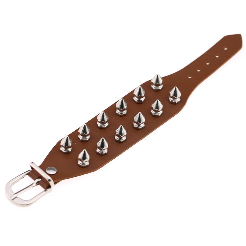 Unique Cuspidal Spikes Rivet Stud Wide Cuff Leather Punk Gothic Rock Unisex Bangle Bracelet Woman Men Jewelry