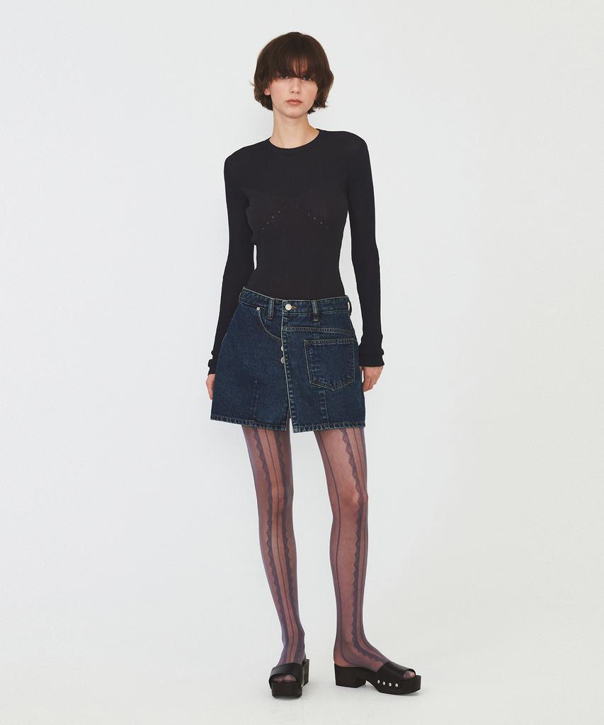 Daiaegeuneol See-Through Ribbed Knit (Dark Gray)