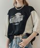 MAXZA Lettering Embroidered Colorblock T-Shirt