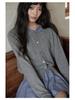 Yimeng 2025 Korean Style Patchwork Long Sleeve Knitted Cardigan for Women