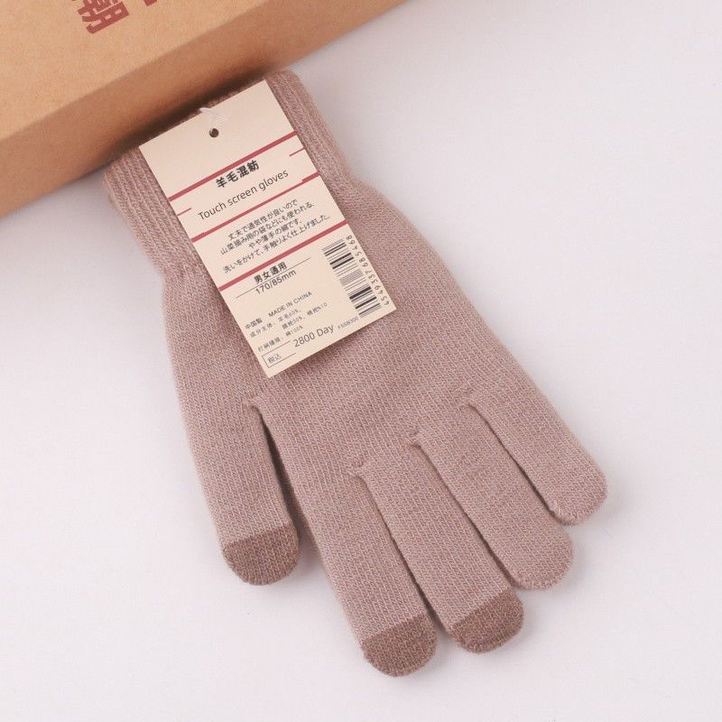 

Японские оригинальные кашемировые перчатки с сенсорным экраном, зимние тепловые перчатки Heattech, защита от холода, флис, мужские и женские, для велоспорта, вязаные шерстяные перчатки Khaki One size