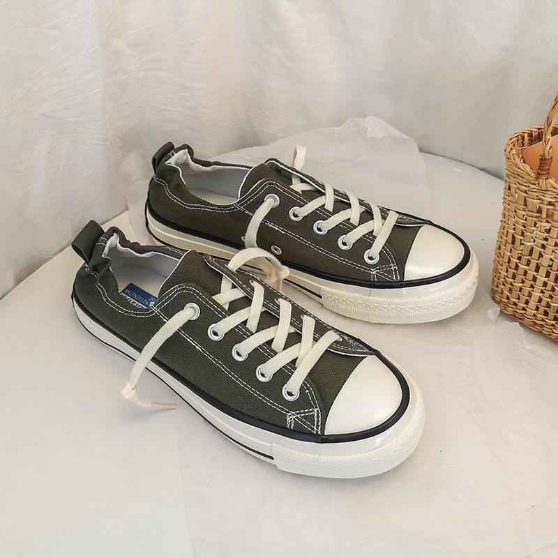New student one-pedal lazy shoes board shoes retro canvas shoes 116